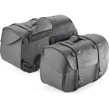 Auto-moto boční kožené brašny Café Racer, KAPPA (100% buvolí kůže, objem 28 L)