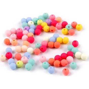 Dětské navlékací korálky Korálky plast., matné, MIX BAREV, 6mm, 40ks/ bal.