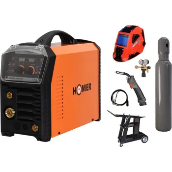Svářečka ALFA IN HOMER 200 MIG + hořák + zem + ventil + kukla + lahev + vozík
