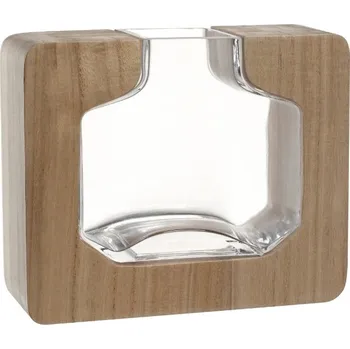 Váza Leonardo Dřevěná váza AUTENTICO 18 cm – dřevo a sklo