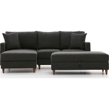 Sedací souprava Rohová sedací souprava Eva 210 cm s taburetem antracitová levá