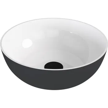 Umyvadlo Polysan Umyvadlo na desku Banera 39x39 cm bílá/antracit mat bez přepadu 14337.52