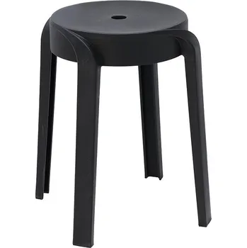 Stolička Home Styling Collection Plastová stolička, průměr 34 cm, v. 45 cm, černá