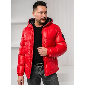 Pánský kabát Červená pánská prošívaná zimní bunda Bolf 5M3198A1 - XL