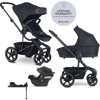 Kočárek pro psa EASYWALKER SET Kočárek 4v1 Harvey⁵ Midnight Black LITE RWS +CYBEX Aton B2 i-Size,základna