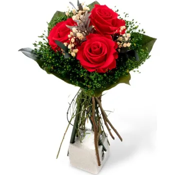 umělá květina Smeraldino Puget 3 růže - červené