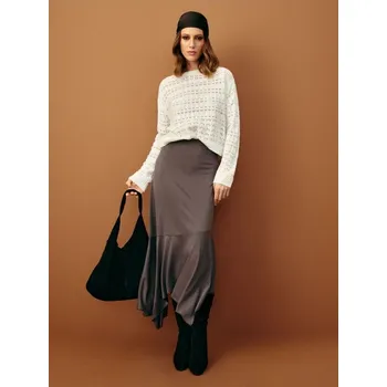 Dámská sukně Sinsay - Sukně s asymetrickým lemem - šedá - 142FJ-90X - 142FJ-90X-S