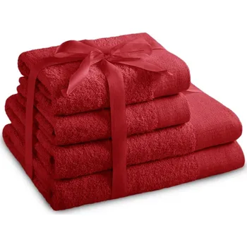 Ručník Sada bavlněných ručníků AmeliaHome AMARI tmavě červená, velikost 2*70x140+2*50x100