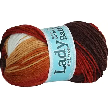 Příze Příze Lady de luxe batik 607 oranžová, červená