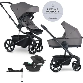 Kočárek pro psa EASYWALKER SET Kočárek 4v1 Harvey⁵ Pebble Grey LITE RWS + CYBEX Aton B2 i-Size + základna