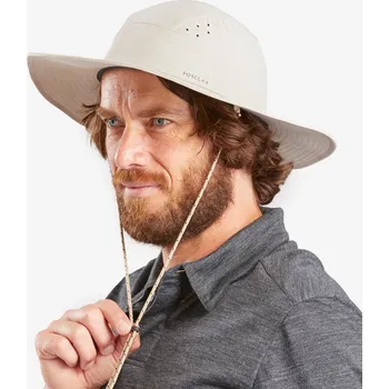 Klobouk FORCLAZ Pánský turistický klobouk s UV ochranou MT500 béžový 56–58cm BÉŽOVÁ|ŠEDÁ