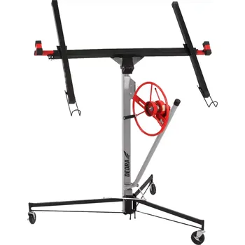 zvedák desek Dedra zvedák na sádrokartonové, OSB desky 140-325 cm, N1105 do 68 kg (Manipulátor na SDK a OSB desky DEDRA N1105 | Zdvih 325 cm | Nosnost 68 kg | Rozkládací rám | Kód: N1105)