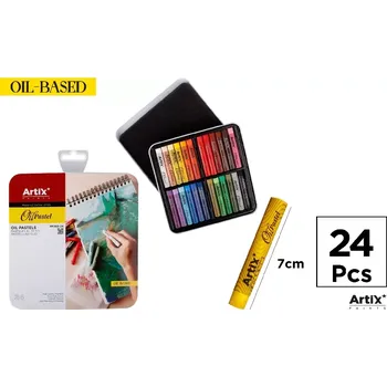Olejové pastely 24 ks Artix v kovové kazetě