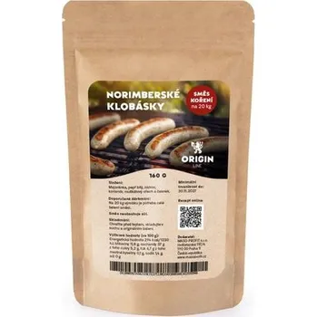 Koření Origin Line Kořenicí směs bez soli Norimberské klobásky 160 g na 20 kg díla