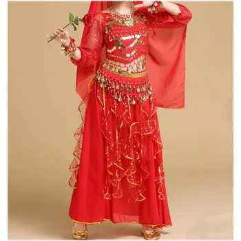 Karnevalový kostým Dívčí taneční orientální kostým Basinah čtyřdílný Sytě červená 140