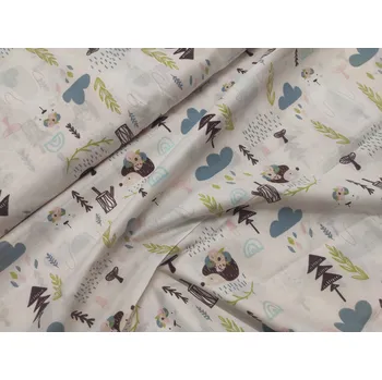 Bavlněné plátno ježci v lese DOPRODEJ