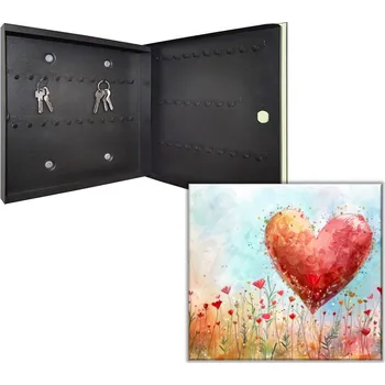 Skříňka na klíč Glasdekor Skříňka na klíče - akvarel cesta k lásce Otevírání: Levé, Barva skříňky: Černá