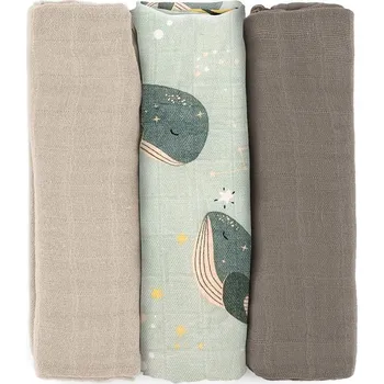 teploměr do vody pro miminko PETITE&MARS Sada plen bambusová mušelínová 3ks Moussy Whale Song 68 x 68 cm