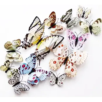 Samolepící dekorace KidsDeco Motýli 3D 12 ks magnetky nebo samolepky bílý mix