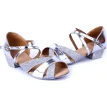 Taneční střevíce Manuela s nízkým podpatkem zdobené Stříbrné 36