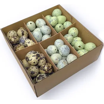 Velikonoční dekorace Přírodní křepelčí vajíčka 72ks - pastelový zelený mix