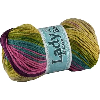 Příze Příze Lady de luxe batik 600 béžovo modro fialová