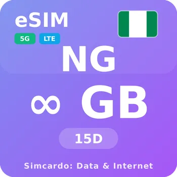 SIM karta Nigérie Neomezený Mobilní Internet - eSIM 15 dní datová SIM karta (esims_ULE_15D_MY_V2)