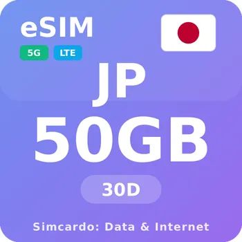 SIM karta Japonsko Mobilní Internet - eSIM 50GB 30 dní datová SIM karta