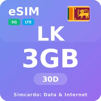 SIM karta Srí Lanka Mobilní Internet - eSIM 3GB 30 dní datová SIM karta