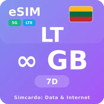 SIM karta Litva Neomezený Mobilní Internet - eSIM 7 dní datová SIM karta