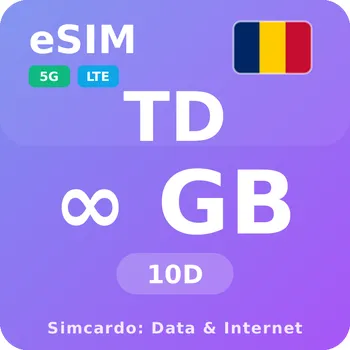 SIM karta Čad Neomezený Mobilní Internet - eSIM 10 dní datová SIM karta (esims_ULP_10D_TC_V2)