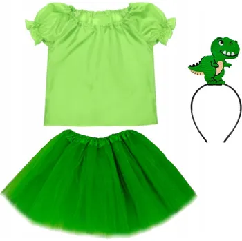 Karnevalový kostým KOSTÝM DINOSAURUS KOSTÝM DINOSAURUSA PŘEPRAVA DRAKŮ ČELENKA SUKNĚ 134-140 4 ks