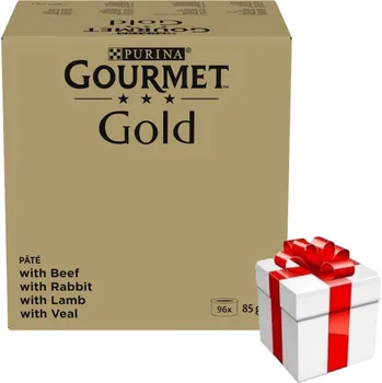 Purina Gourmet Gold Mus mix 96x85g (hovězí, králičí, jehněčí, telecí) + překvapení pro kočku ZDARMA