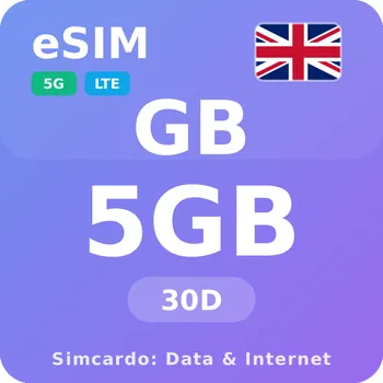 SIM karta Spojené království Mobilní Internet - eSIM 5GB 30 dní datová SIM karta