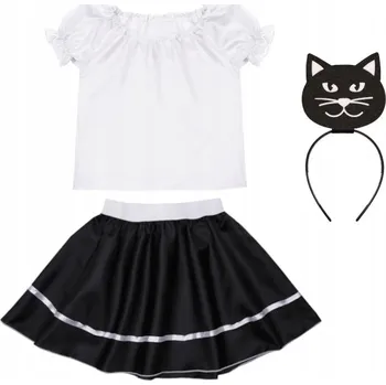 Karnevalový kostým KOSTÝM KOČKA SUKNĚ ČELENKA ČERNÁ 134-140