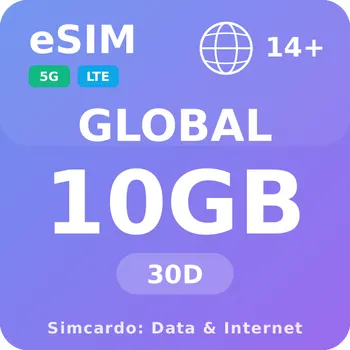 SIM karta 14 Zemí Mobilní Internet - eSIM 10GB 30 dní datová SIM karta