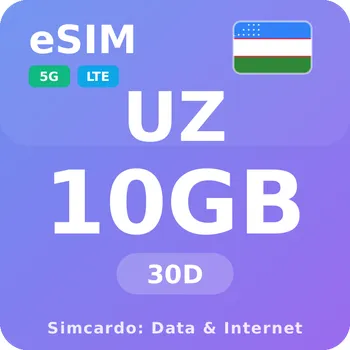 SIM karta Uzbekistán Mobilní Internet - eSIM 10GB 30 dní datová SIM karta