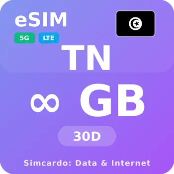 SIM karta Tunisko Neomezený Mobilní Internet - eSIM 30 dní datová SIM karta (esims_ULE_30D_TH_V2)