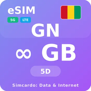 SIM karta Guinea Neomezený Mobilní Internet - eSIM 5 dní datová SIM karta