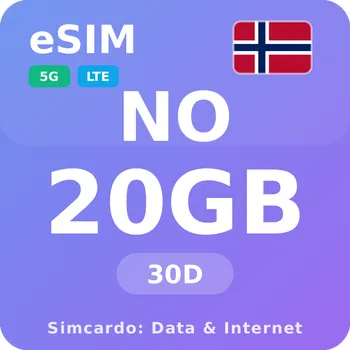 SIM karta Norsko Mobilní Internet - eSIM 20GB 30 dní datová SIM karta