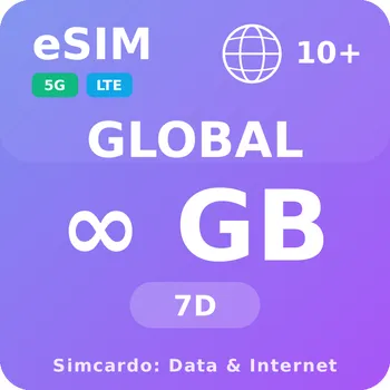SIM karta 11 Zemí Neomezený Mobilní Internet - eSIM 7 dní datová SIM karta