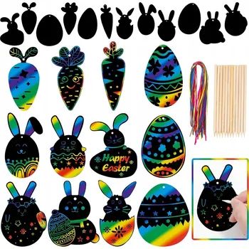 Velikonoční dekorace Velikonoční stírací los vajíčka závěsné dekorace DIY 36 Ks