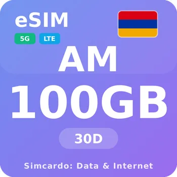 SIM karta Arménie Mobilní Internet - eSIM 100GB 30 dní datová SIM karta
