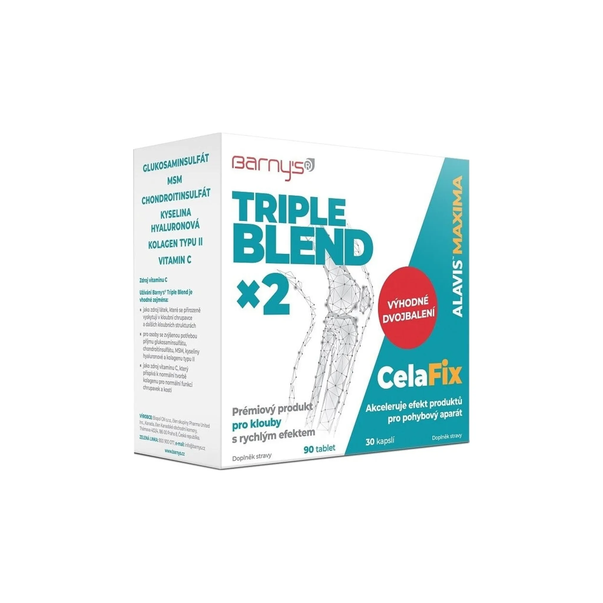 Fotografie 2 - Kloubní výživa Barnys Triple Blend x2 90 tbl. + Alavis Maxima Celafix 30 cps.