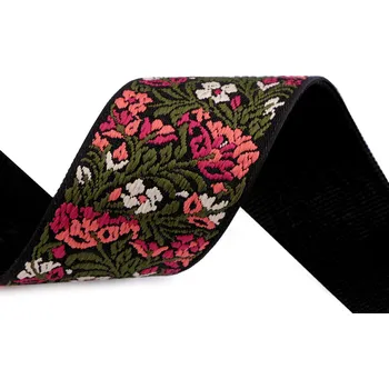 Popruh s výšivkou šíře 50 mm Varianta: 3 pink, Balení: 1 m