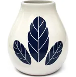 Kalabasa keramická s motivem lístků bílá