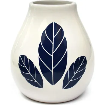 Kalabasa keramická s motivem lístků bílá