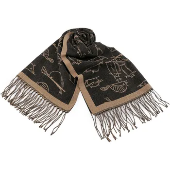 Deštník Zimní šála / pléd s třásněmi, kočky 65x180 cm černá 1 ks