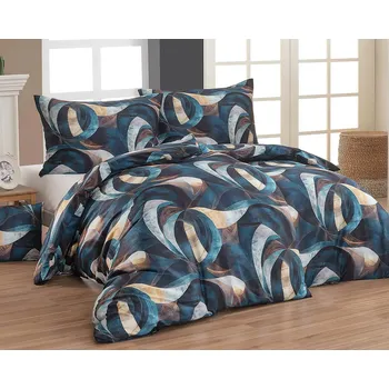 Povlečení Povlečení Matějovský SOLVARE, abstraktní vzor, petrolejové, bavlněný satén, digitál, 140x200cm + 70x90cm