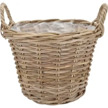 Květináč Ratanový květináč /koš s uchy Kuboo grey M - Ø 25*18/24 cm